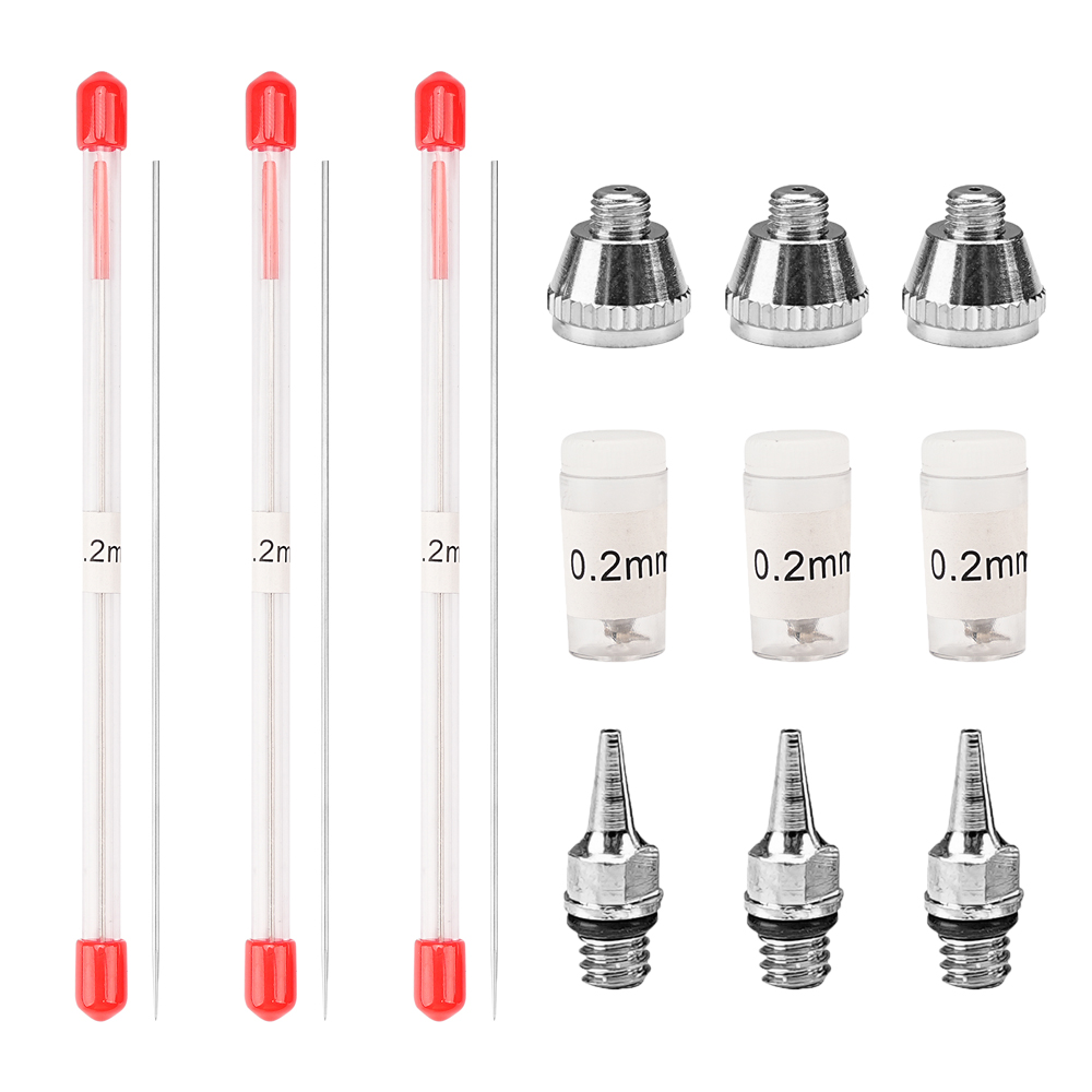 Airbrush Kit With Mini Compressor - 1/3 Buah Set 0.2/0.3/0.5Mm Nozel Airbrush