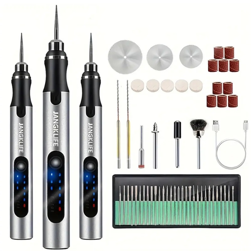 Cordless Rotary Tool Kit Accessories - Kit alat ukir putar elektrik USB,