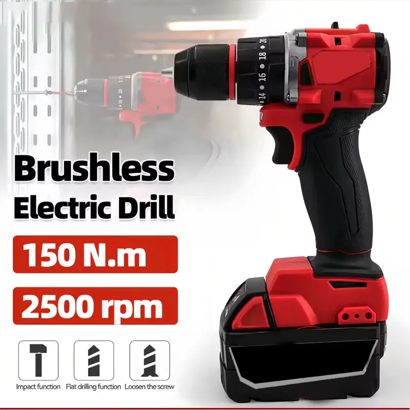 Brushless Cordless Electric Drill 18V - Bor Impak Listrik Tanpa Sikat Kecil