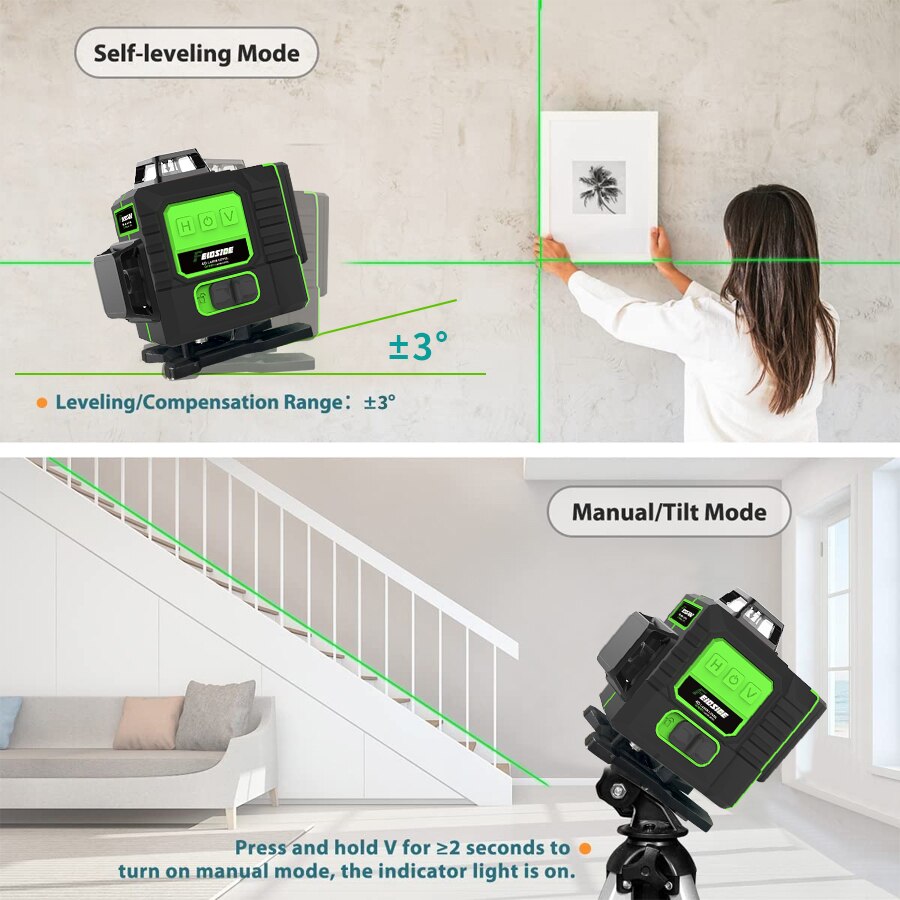 FEIDSIDE 16/12 garis 4D/3D Las - Laser Level 16 Lines 4D Green ulasan dan harga