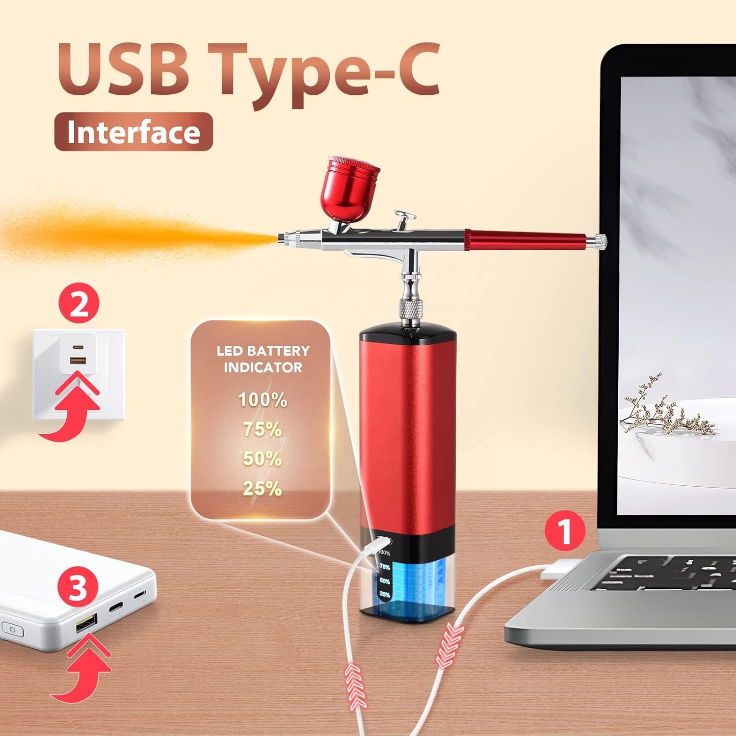 Kit Airbrush dengan Kompresor, - Airbrush Kit With Mini Compressor ulasan dan harga