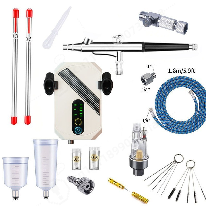 Kit Kompresor Airbrush Mini, C - Airbrush Kit With Mini Compressor ulasan dan harga