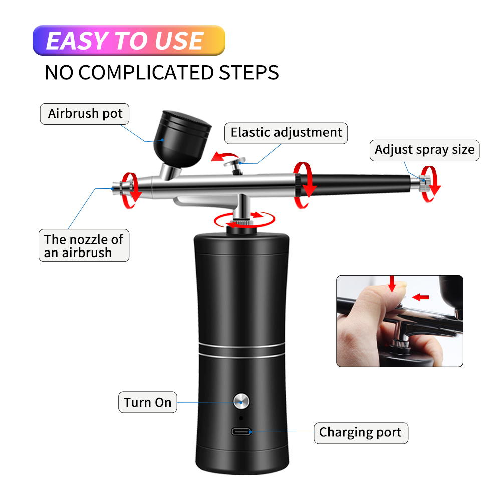 Pistol semprot nirkabel dapat  - Airbrush Kit With Mini Compressor ulasan dan harga